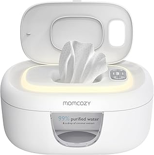 Momcozy Baby Wipe Warmer, Innovative Spring Design,Large Capacity Dispenser | Wipe Warmer with Night Light, Fast and Even Heating, 4 Adjustable Temperature Modes, Baby Shower & Registry Must-haves, Grey