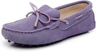 Women's Classic Suede/Fabric Bow Tie Penny Loafers Comfort Handmade Slipper Moccasins