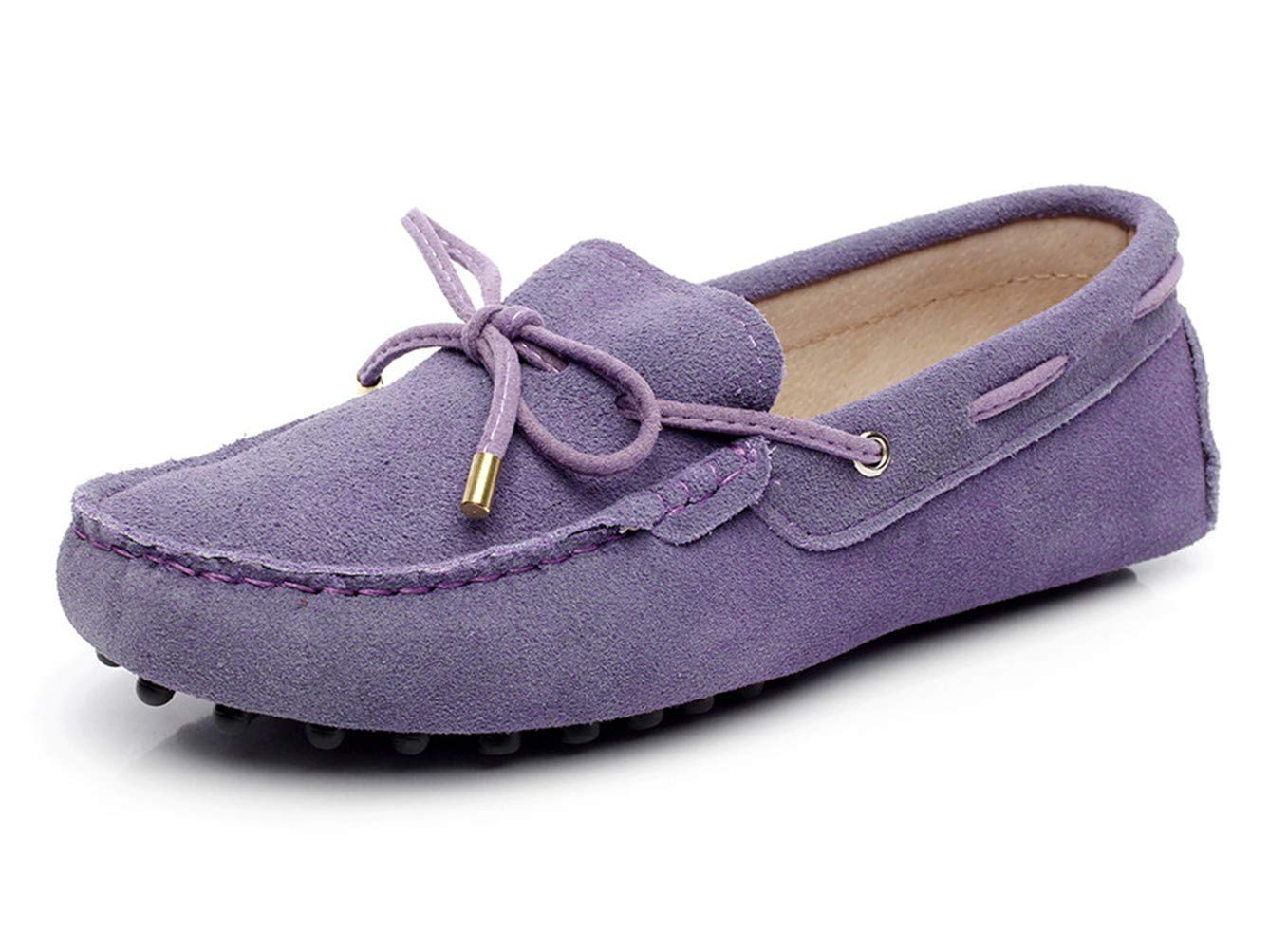 Women's Classic Suede/Fabric Bow Tie Penny Loafers Comfort Handmade Slipper Mocc