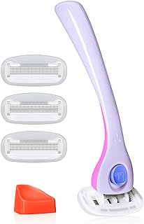 Billie Razors for Women, DreamPop - 1 Handle, 4 Refills & Magnetic Holder | 5 blade womens razors for sensitive skin, Surrounded by aloe shave soap, Ergonomic handle, Pivoting head, Magnetic Holder