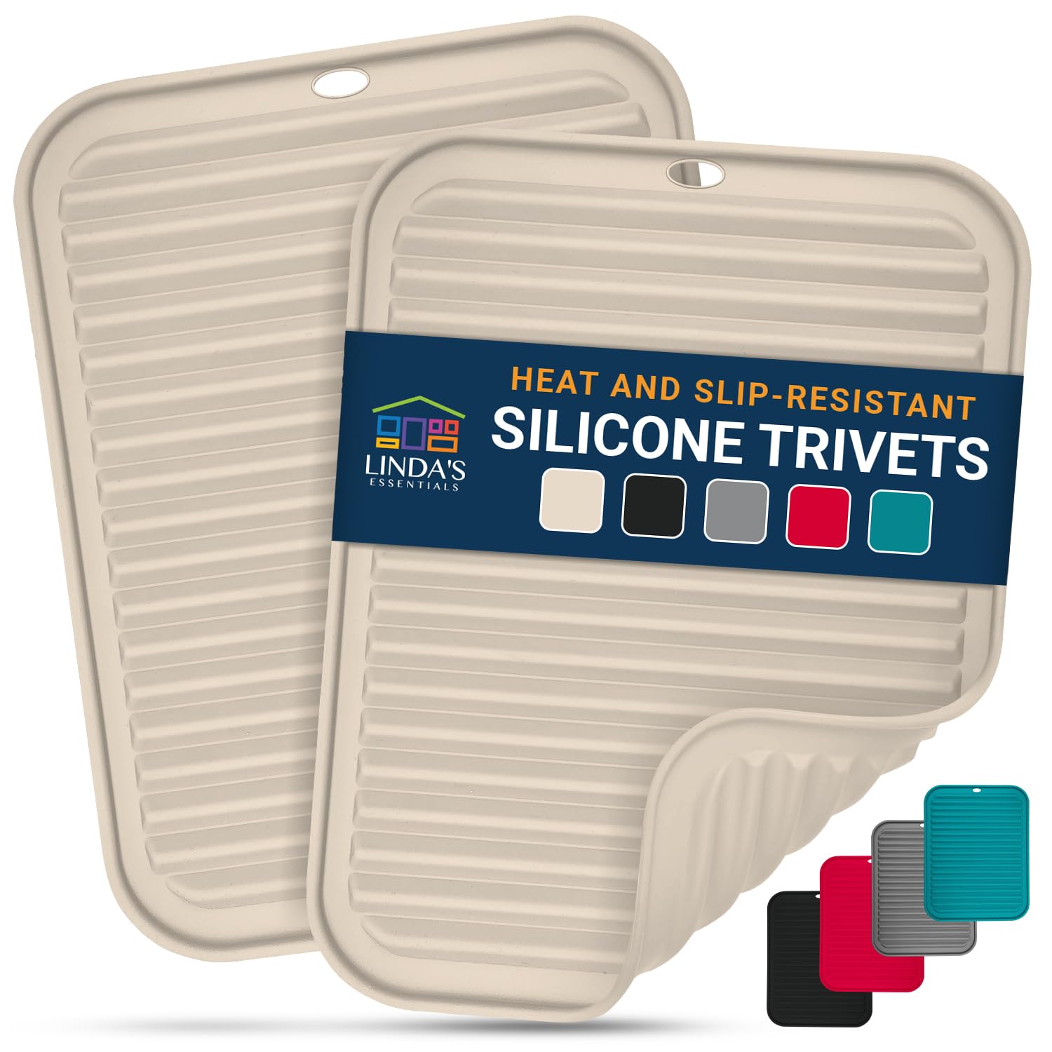 Silicone Trivets for Hot Pans and Pots (2 Pack) - Multipurpose Silicone Heat Res