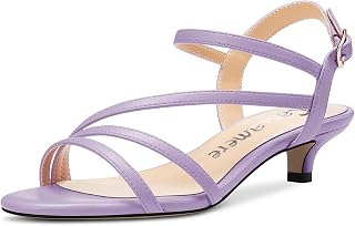 Castamere Women's Open Toe Low Kitten Heel Ankle Strap Sandals Buckle Closure Dress Office Casual Shoes 3.5 CM Heels