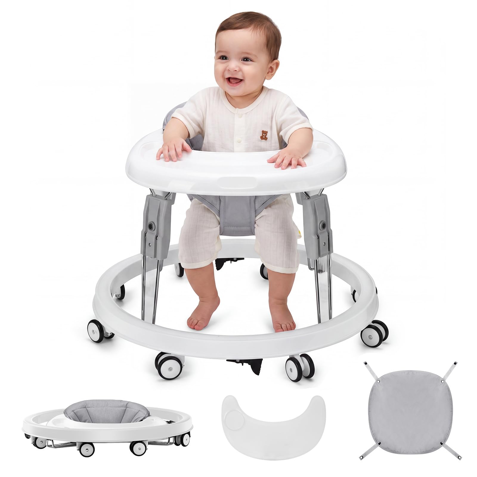 Baby Walker with Wheels, One-Touch Folding, Height Adjustment Baby Walkers | Lar