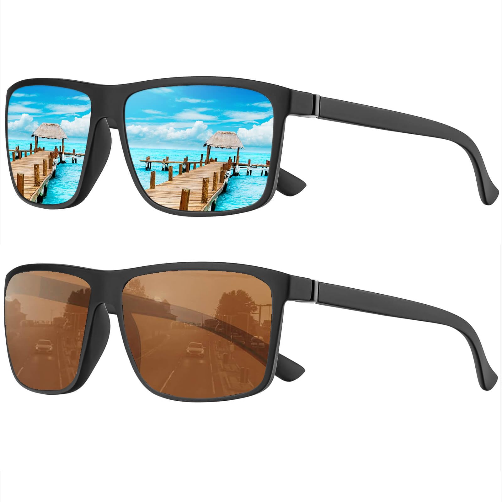 Perfectmiaoxuan Pack of 3 Polarised Sunglasses Men Women Lightweight TR90 Sungla