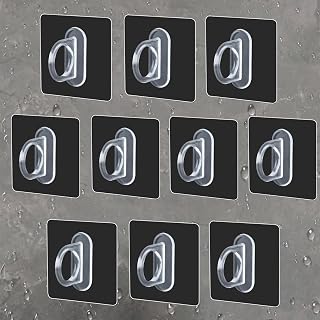 10 Pcs Adhesive Hooks Transparent Waterproof Utility Hooks Bathroom Kitchen Living Room Wardrobe Key Wall Hooks (Snap Fastener)