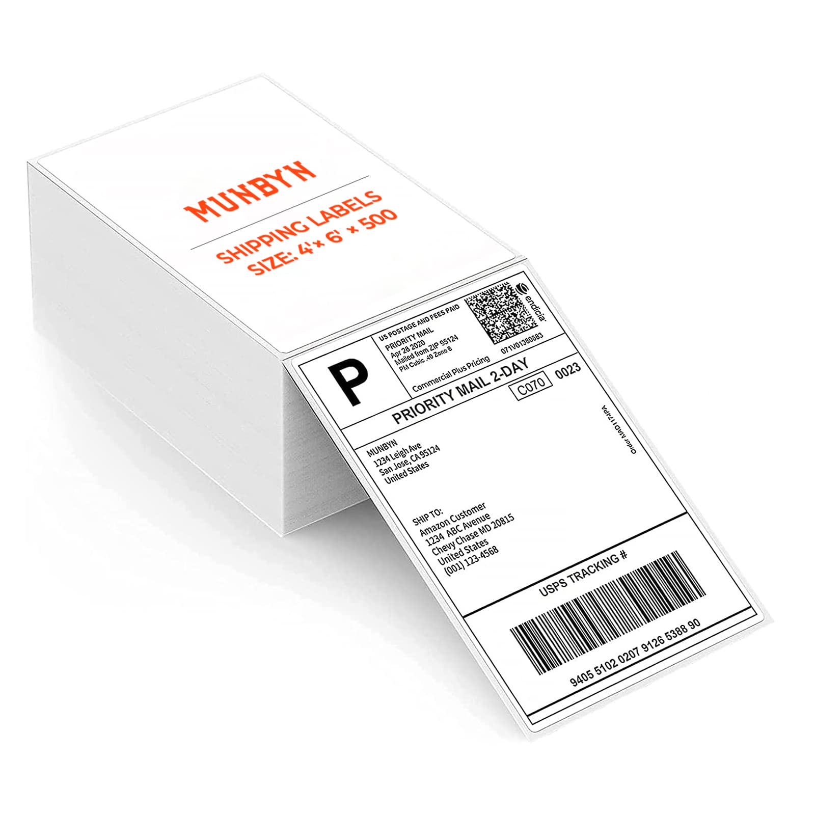 MUNBYN Thermal Labels 4x6 Fanfold for Label Printer, Compatible with Royal Mail,