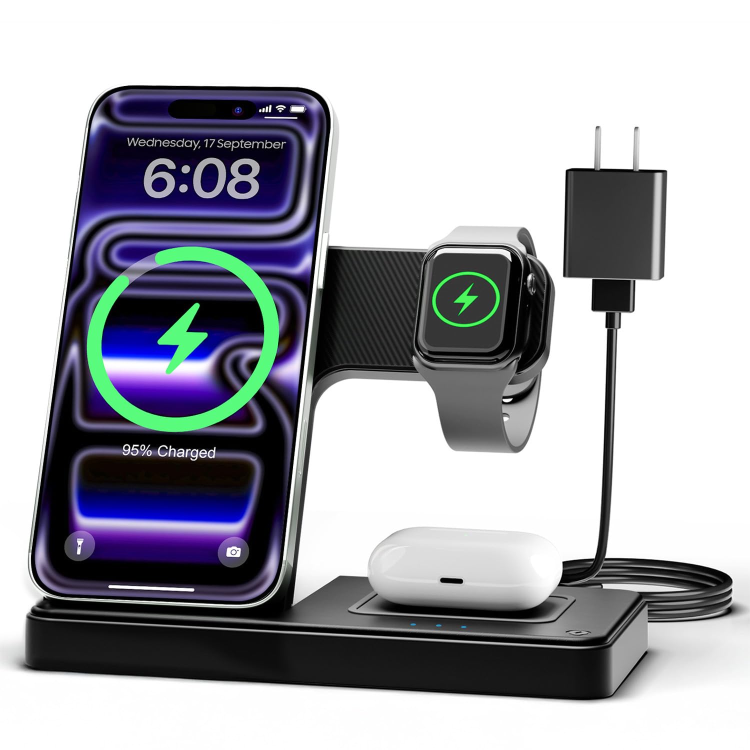 GETPALS Wireless Charger iPhone Charging Station for Apple Multiple Devices | 3 