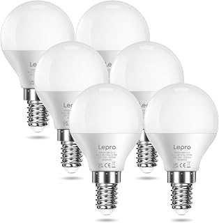 Lepro P45 E14 LED Light Bulb, Warm White 2700K, 4.2W=40W, 470LM, Pack of 6 | Mini Globe E14 Golf Ball Bulb, Small Edison Screw SES Bulb, Save 89% Energy, No Flicker, Non-dimmable, 45x80mm