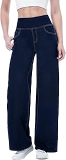 Women's Jeans High Waisted Jeans Stretch Jeggings Straight Wide Leg Casual Push Up Leggings