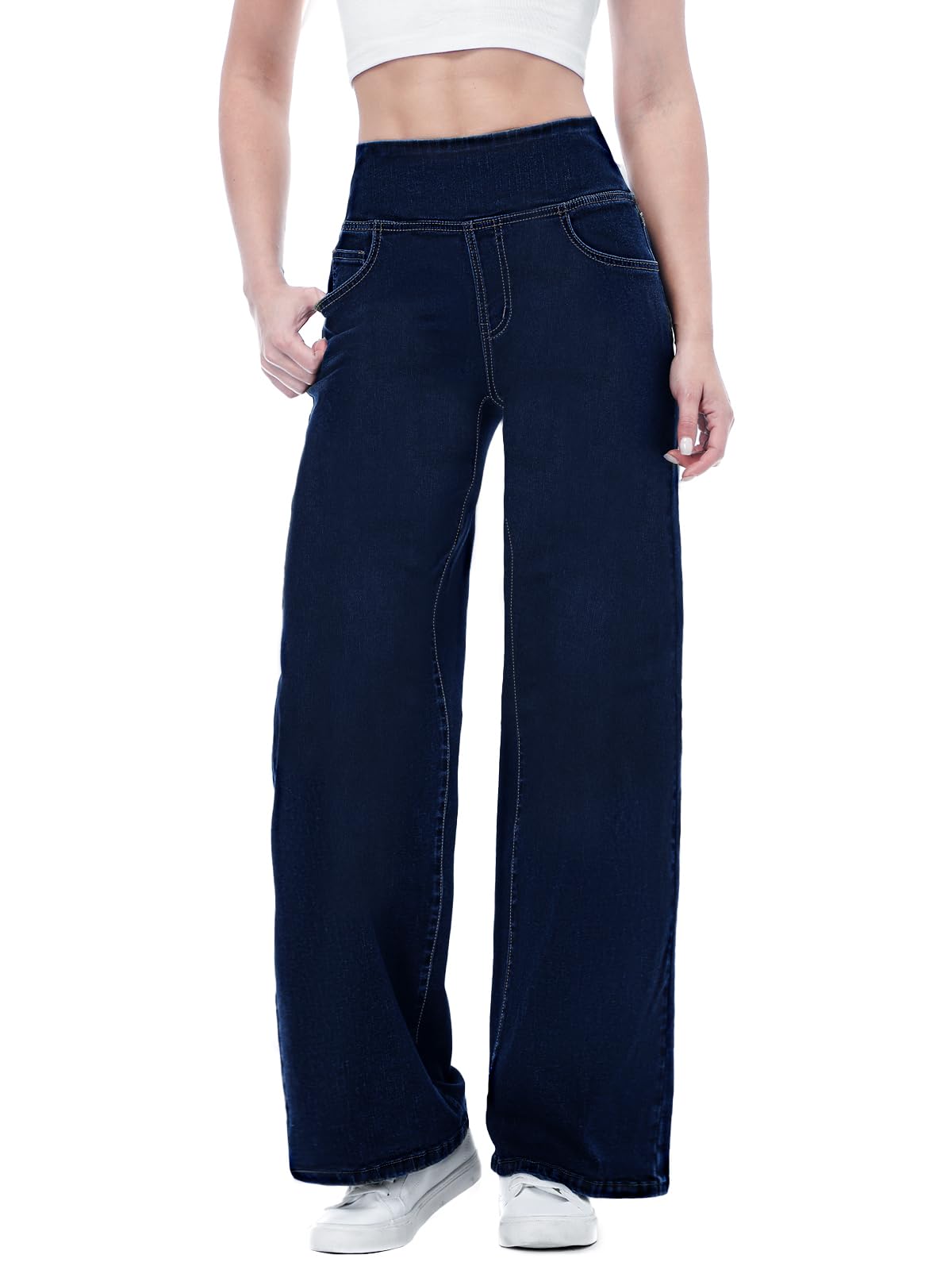 Women's Jeans High Waisted Jeans Stretch Jeggings Straight Wide Leg Casual Push 