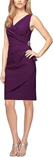 Alex Evenings Slimming Short Ruched Cocktail Dress with Ruffle (Petite And Regular Sizes) Women's Dress (Pack of 1)