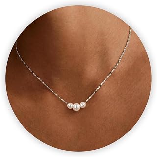 Trinckle Pearl Necklaces for Women, Pearl Choker Dainty Pendant Necklace | White Pendant Choker for Teen Girls, Layered Daisy Jewelry, Wedding Strands for Bride Bridesmaids as Beach Summer Accessories