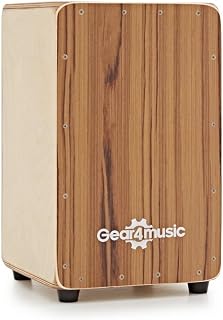Compact Cajon by Gear4music with Seatpad and Gigbag Teak | Beech body with adjustable internal wires, bright slap tone, ideal for busking and Flamenco styles