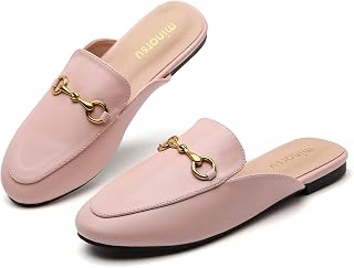 Minorsu Buckle Mules for Women Flats Loafers Shoes for Work Office Business