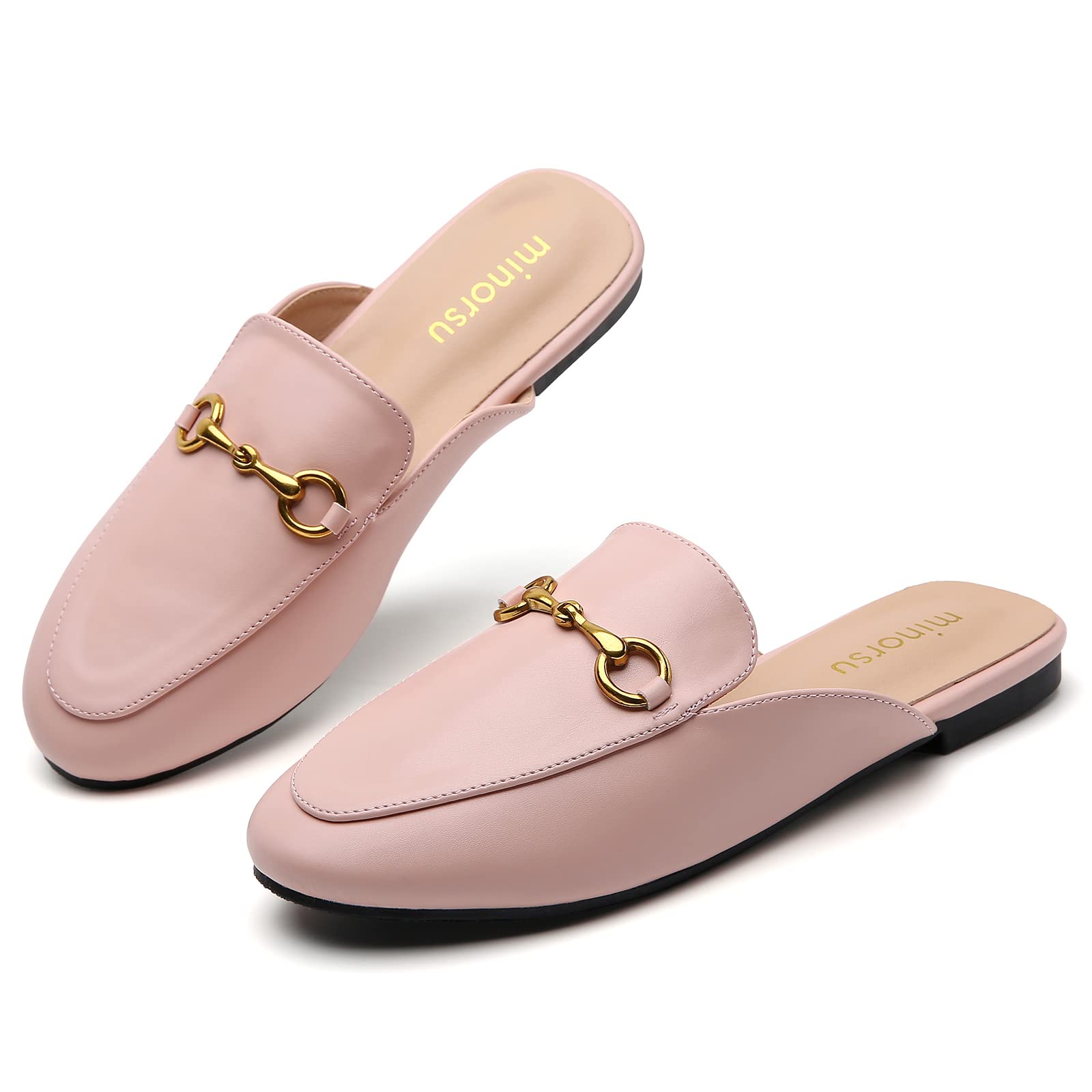 Minorsu Buckle Mules for Women Flats Loafers Shoes for Work Office Business
