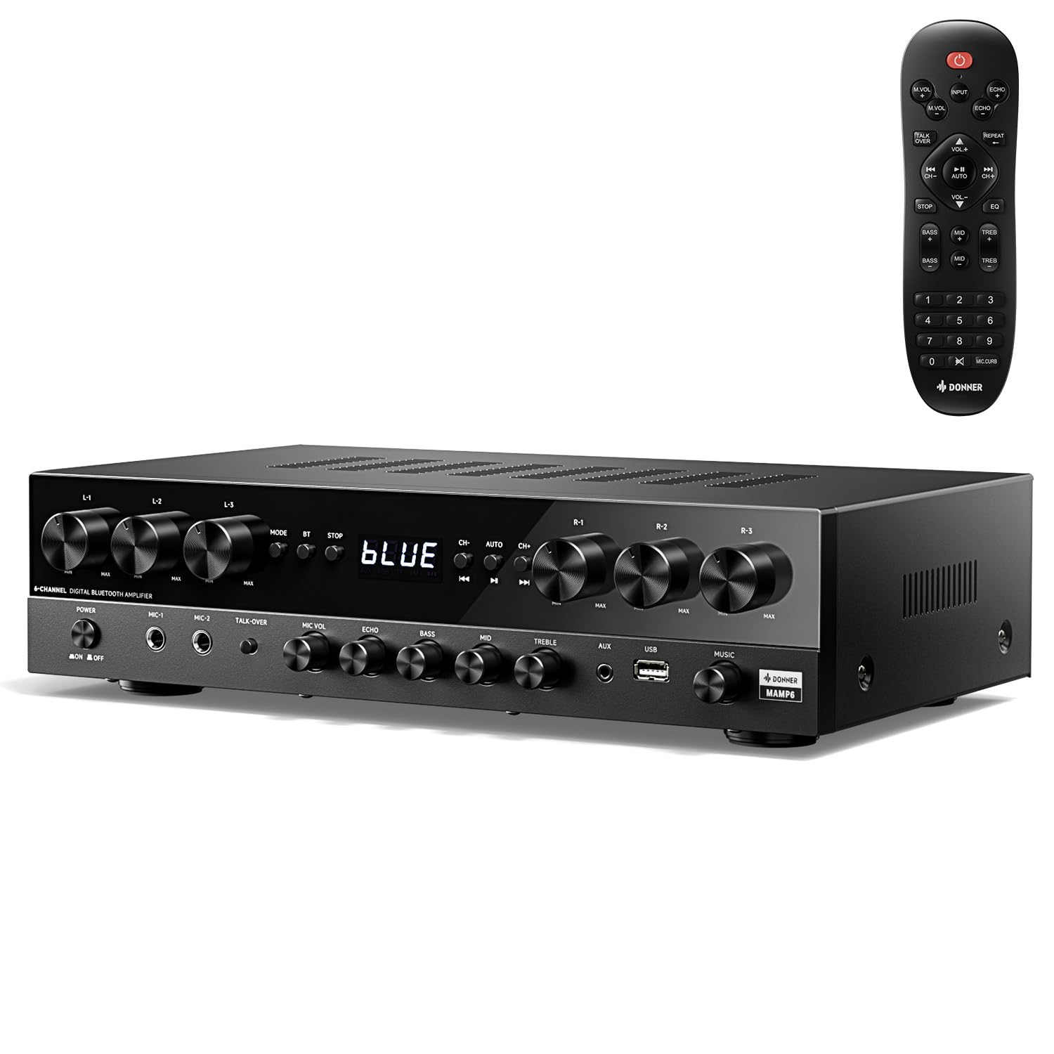 Donner Audio Amplifier, Premium 1000W Peak Power 6 Channel Stereo Receivers with