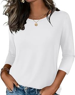 Zeagoo Women's Casual 3/4 Sleeve T-Shirts Round Neck Tunic Tops Work Blouse