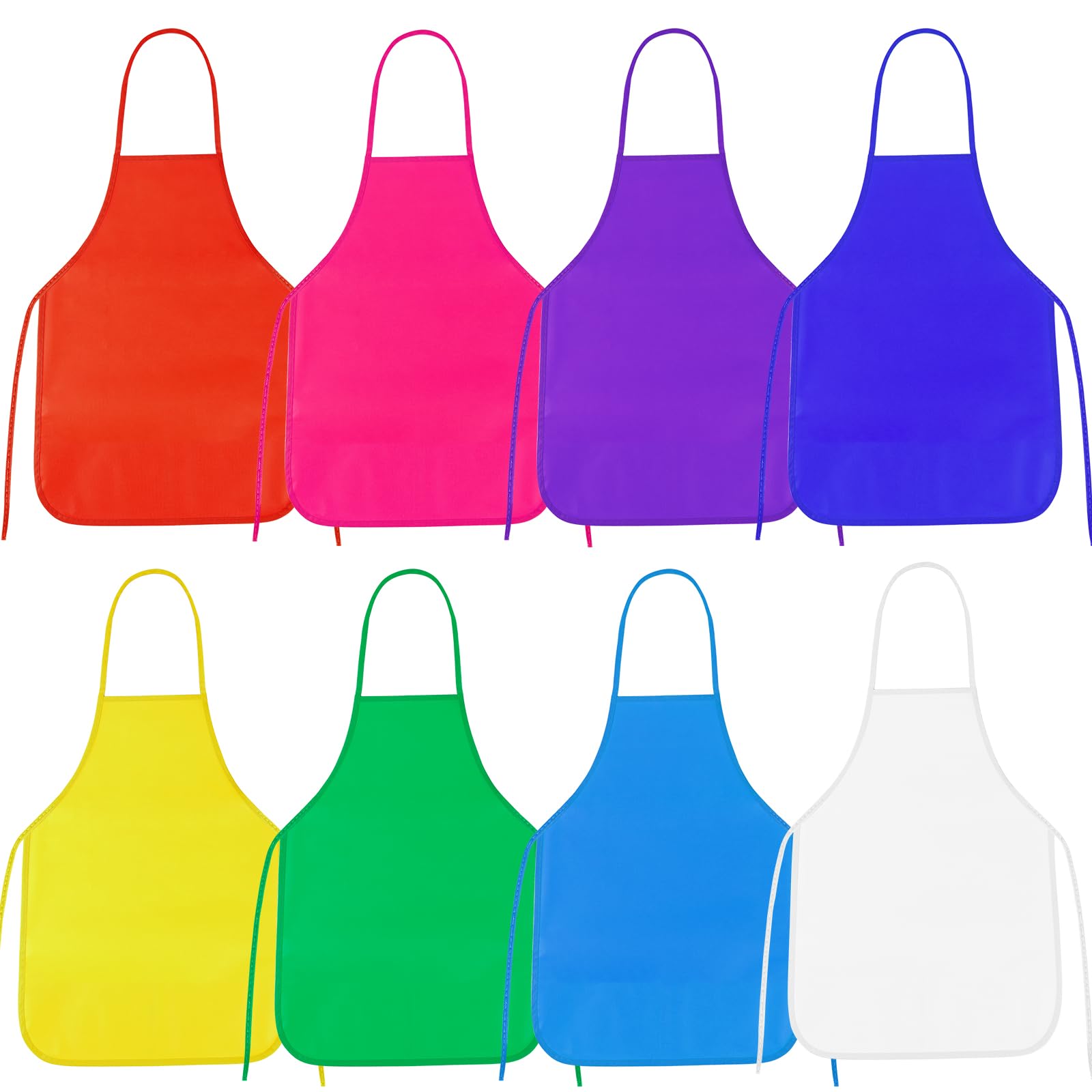 PLULON 8 Pcs Colorful Apron Kids Aprons for Painting Cooking Art Smock | 13 × 19