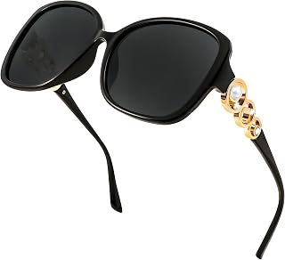 FEISEDY Women Big Polarized Sunglasses Pearl Sparkling Square Oversized Oval Frame Fashion Designer UV Protection B2821