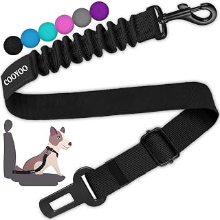 COOYOO 3 Pack Retractable Dog Seat Belts, Adjustable Car Harness Nylon Heavy Duty Elastic Black