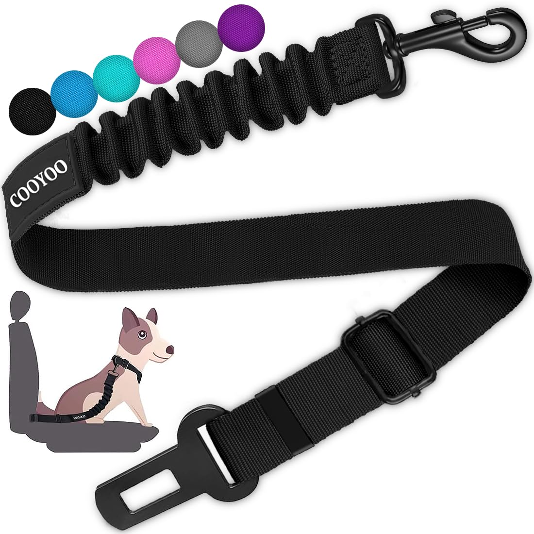 COOYOO 3 Pack Retractable Dog Seat Belts, Adjustable Car Harness Nylon Heavy Dut