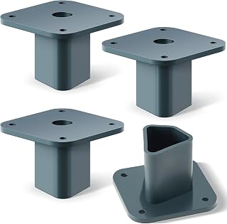 Nuanchu 4 Pcs T Post Mounting Plate for Bird Houses Feeder, Slate Gray