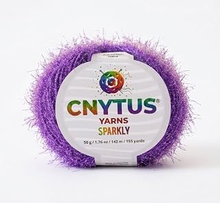 Sparkly Eyelash Fantasy Knitting Yarn | Metallic Lurex Nylon Short Eyelash Yarn | 50g (1.76oz) |140m(155 Yards) | Shiny Crochet Thread for Amigurumi & Decorative Projects (1, Dark Purple)