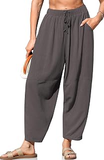 TARSE Women's Linen Harem Pants with Pockets