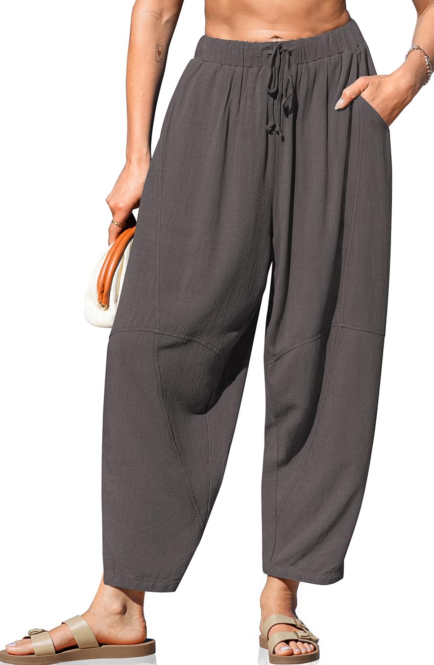 TARSE Women's Linen Harem Pants with Pockets