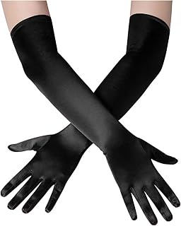 Papoopy Women's Long Opera Gloves, 21-Inch Length Satin Gloves for 1920s | Elbow Legnth Gloves, Ideal for Tea Party Wedding Cosplay Costume Dress