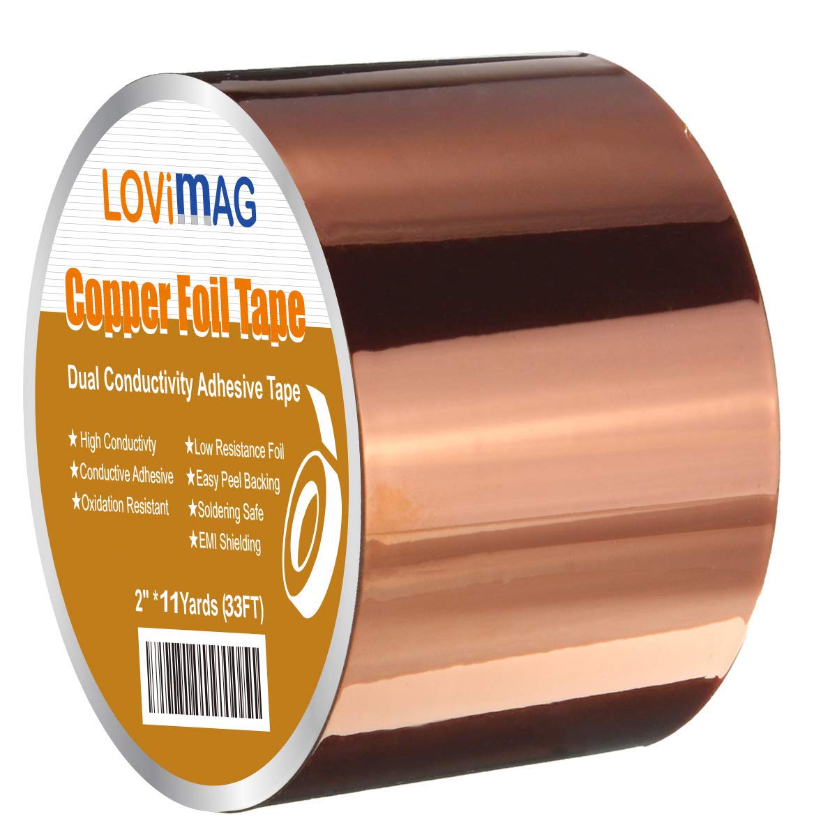 LOVIMAG Copper Tape (2inch X 33 FT) HVAC Foil Anti Tarnish Strips | Stained Glas