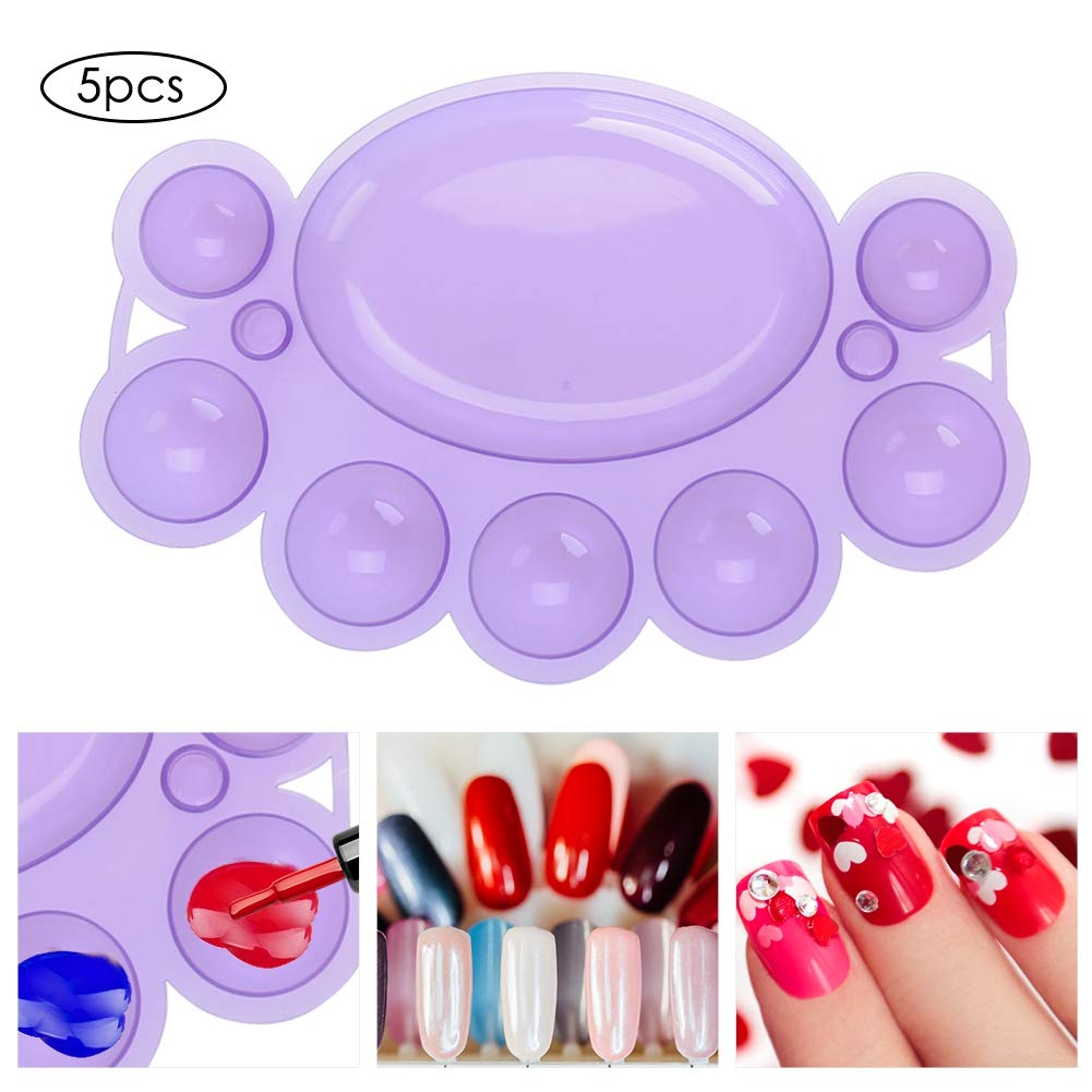 Blue Plastic Paint Palette with 7 Slots, Acrylic Oil Paint Mixing Tray for Nail 