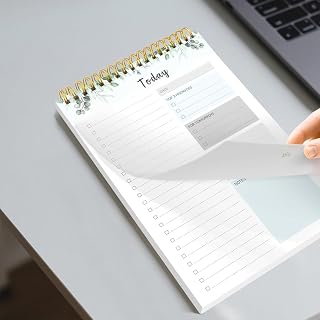 To Do List Notepad Daily Planner B5 Spiral Notebook Schedule Organizer Task Checklist for Home Office (Light Green, 10.3 x 6.5 inches)