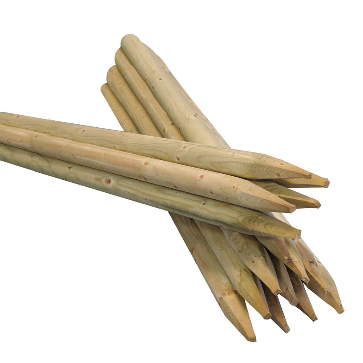 Suregreen Round Fence Posts, 10 Pack, 1.5m (5ft) x 40mm | Green Treated Stakes, 