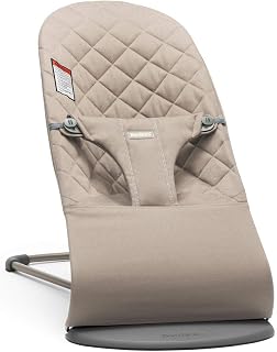 BabyBjörn Bouncer Bliss, Sand Gray, Woven, Classic Quilt | 2-in-1 Adjustable Baby Bouncer Seat and Toddler Chair, Newborn to Toddler (8-29 lbs), 4 Positions, Lightweight &amp; Portable