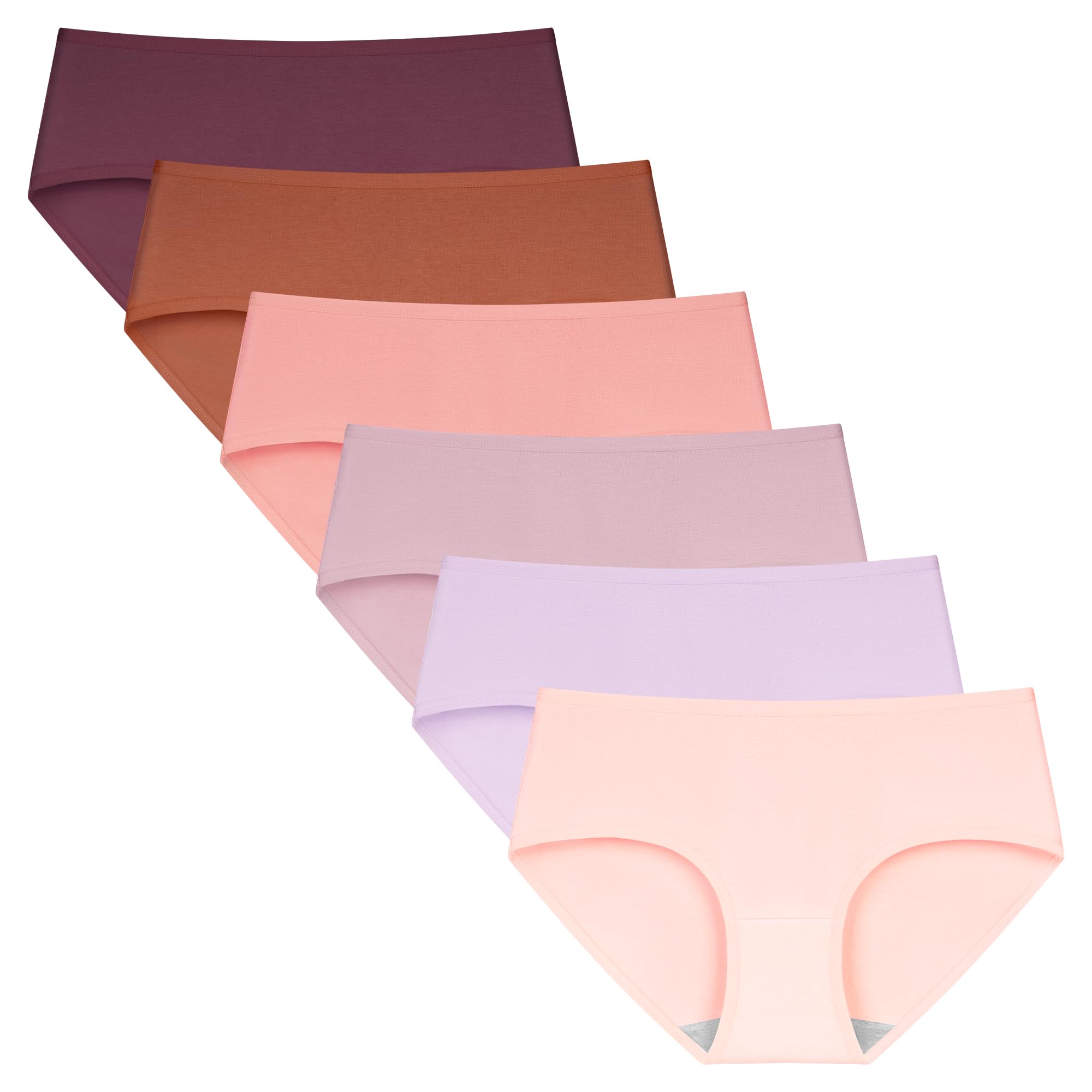 INNERSY Women's Mid Rise Tagless Plain Color Full Coverage Cotton Hipster Pantie