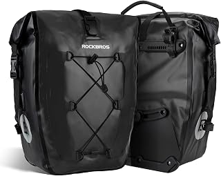 ROCKBROS Bike Pannier Bag 100% Waterproof, 25L-32L Rear Rack Bike Bag