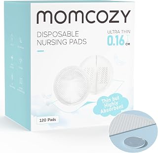 Momcozy Ultra-Thin Disposable Nursing Pads, Ultra-Absorbent No-Leak, 120PCS | Breathable, Individually Wrapped, Portable for Travel, Keeps Dry, Light &amp; Unburdened
