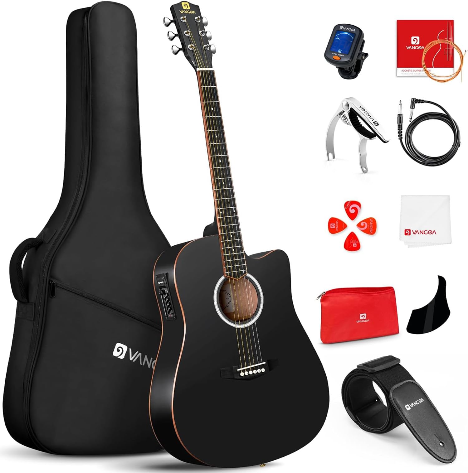 Vangoa Acoustic Electric Guitar Bundle for Beginners Adults Teens Full Size Cuta