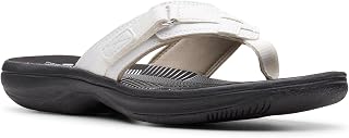 Clarks Womens Breeze Sea Flip-Flop Sandals - Comfortable Flip Flop with Adjustable Hook and Arch Support - Casual Summer Wearing Cloudsteppers for Everyday