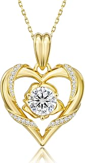 KRKC Moissanite Heart Necklace for Women, 1ct S925 Rose Pendant Gifts
