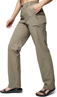 MIER Pantalon cargo pour femme - Séchage rapide - Léger - Extensible et résistant à l'eau - Gris roche - Taille 38