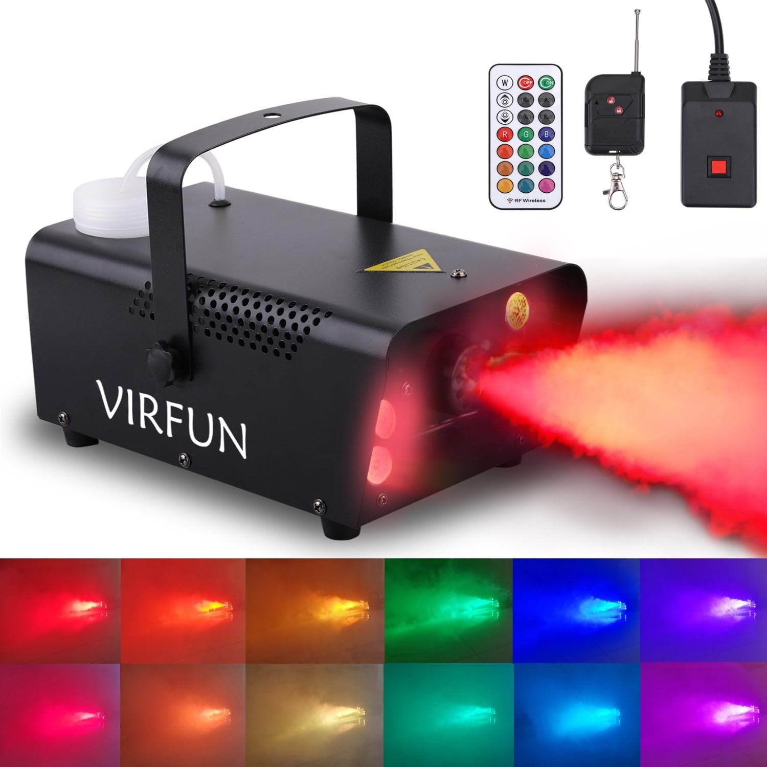 VIRFUN Fog Machine, Smoke Machine with Lights&Remote Control for Party | 6 LED L