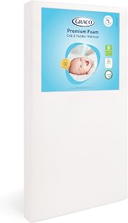 Graco Premium Foam Baby Crib & Toddler Bed Mattress | GREENGUARD Gold Certified, Waterproof, Machine Washable OEKO-TEX Standard 100 Certified Cover, Firm Support, Standard Size