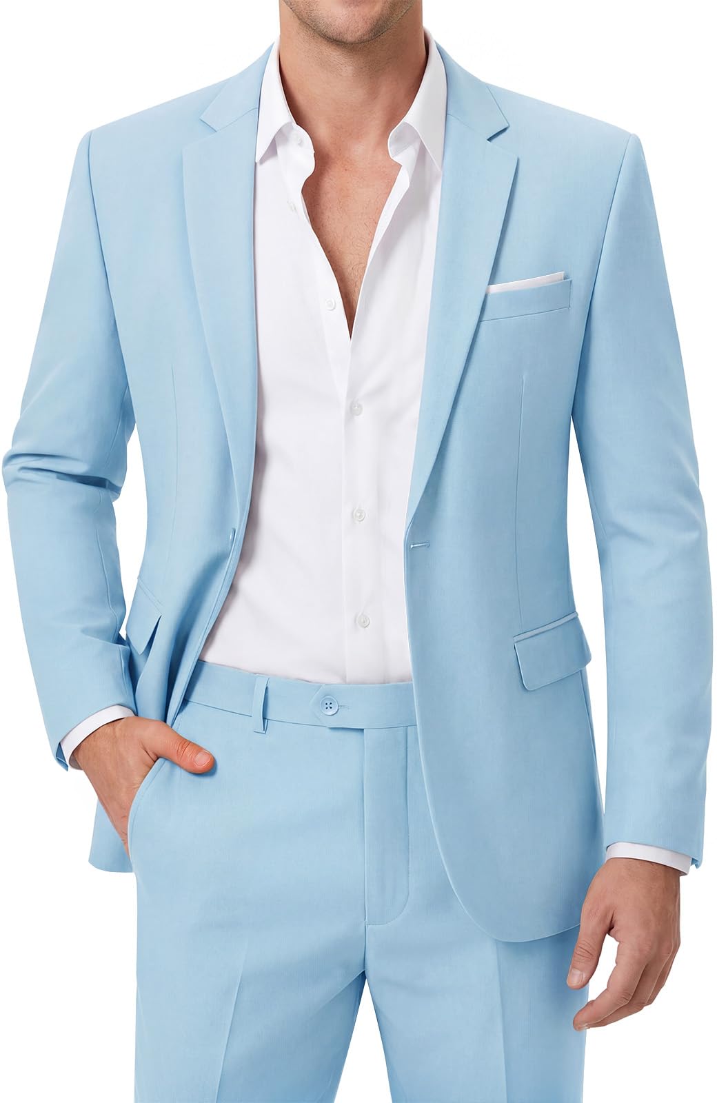 MAGE MALE Set da uomo 2 pezzi per lavoro, giacca e pantaloni slim fit