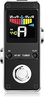 LEKATO AT-07 Chromatic Tuner Pedal for Guitar and Bass - Mini Chromatic Instrument Tuner Pedal with LCD Display - Pitch Calibration and Flat Tuning (Without power supply adapter)