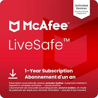 McAfee LiveSafe 2026 | Unlimited Devices | Cybersecurity Software Includes Antivirus, Secure VPN, Password Manager, Dark Web Monitoring | 1 Year Subscription with Auto-Renewal | Online Code
