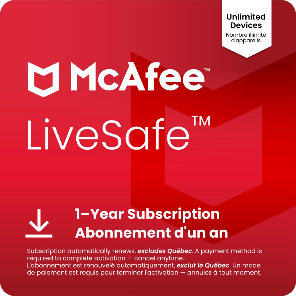 McAfee LiveSafe 2026 | Unlimited Devices | Cybersecurity Software Includes Antiv