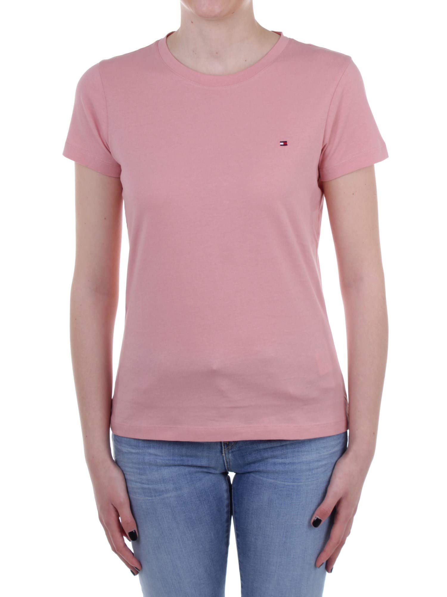 Tommy Hilfiger Women's Short-Sleeved T-Shirt New Crew Neck Tee Slim Fit