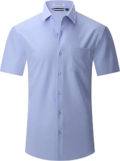 Alex Vando Camicia da uomo casual a maniche corte da uomo a maniche corte con bottoni